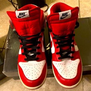 White/varsity red Nike dunks